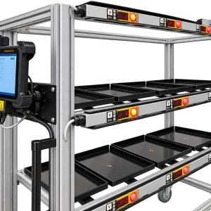 Carro de picking Pick & Balance EsoftCART con básculas integradas, tablet y displays Pick-to-Light