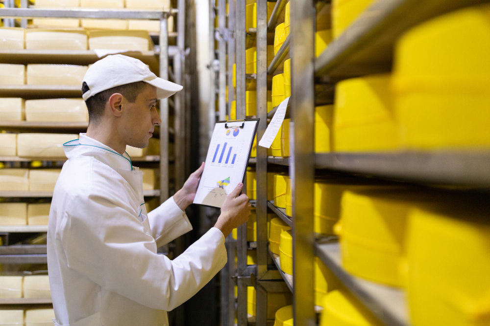 Warehouse operators performing order picking, batch picking and zone picking in an organized warehouse
